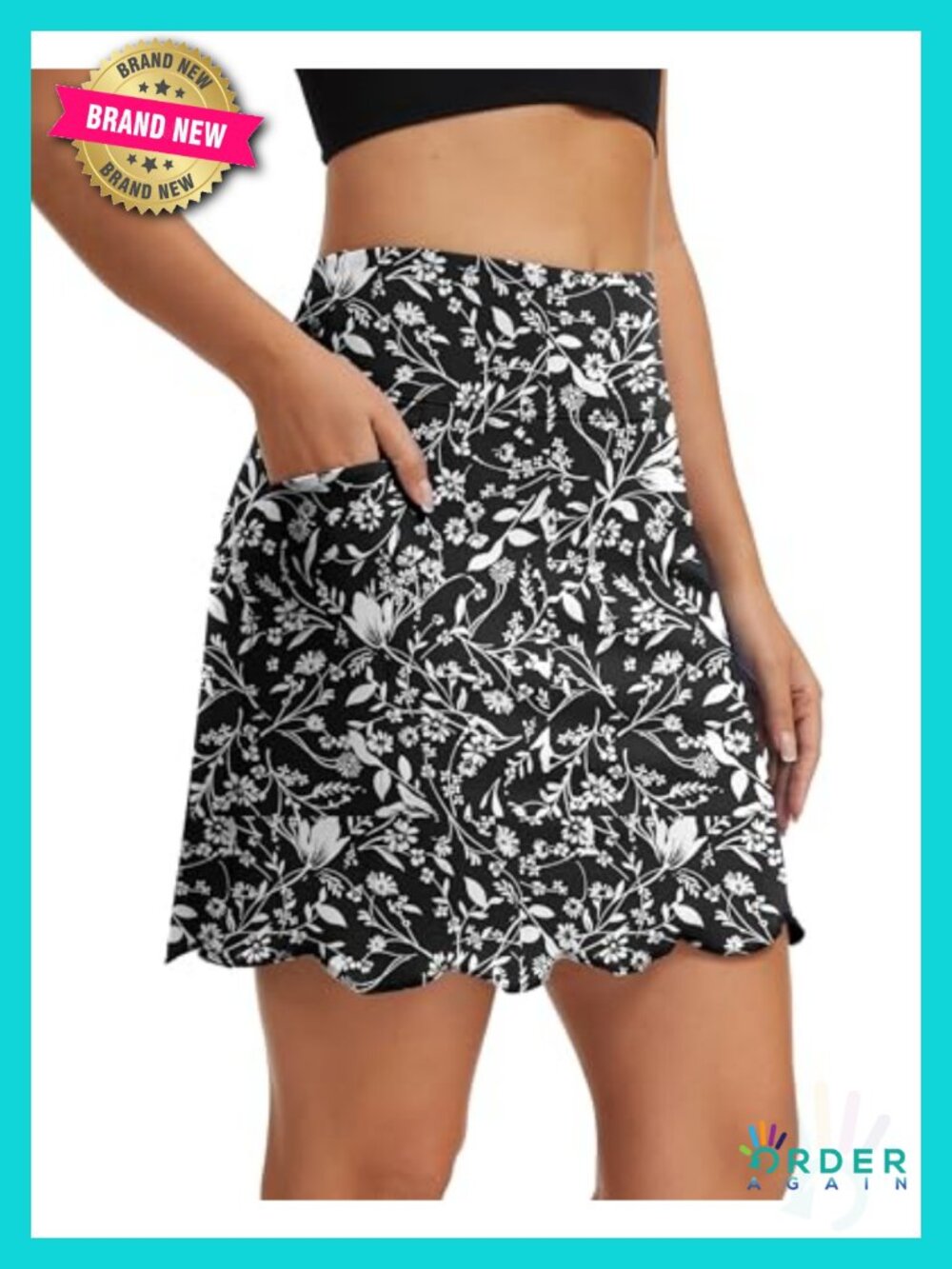 18" Scalloped Hem Skorts for Women with 4 Pockets High Waist Athletic Golf